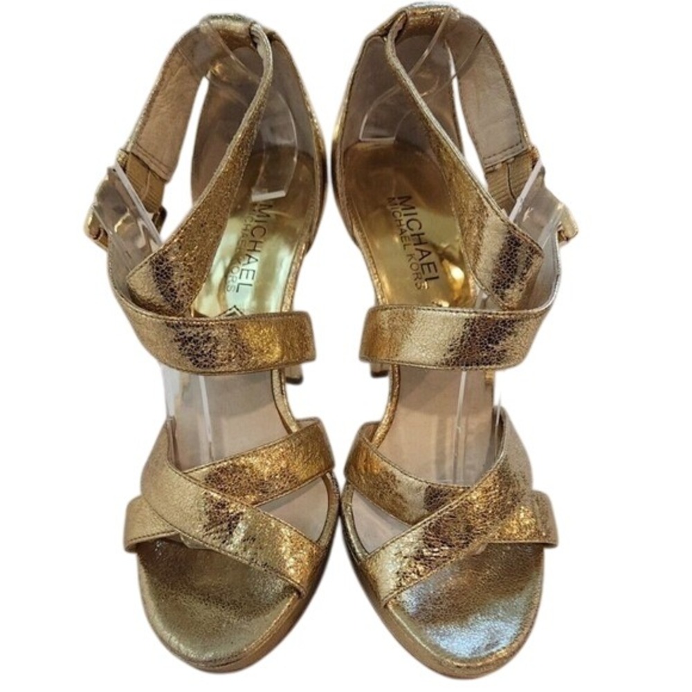 Michael Kors Gold Strappy Heels - Picture 3 of 9